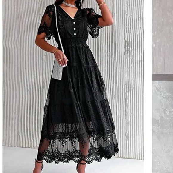 bbcoco Dresses & Skirts - Beautiful Boho Chic Black Lace Maxi Dress